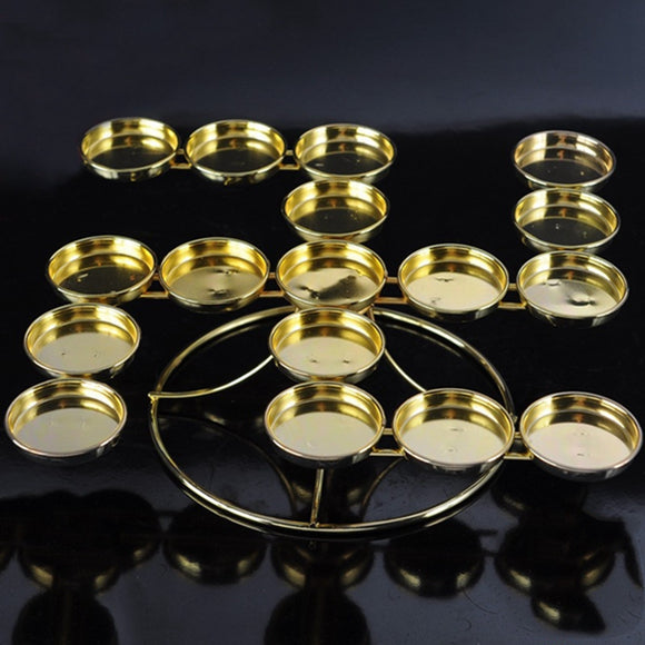 Word Shape Alloy Butter Lamp 17pcs Candle Holder For Daily Pray Or Buddhism Activities