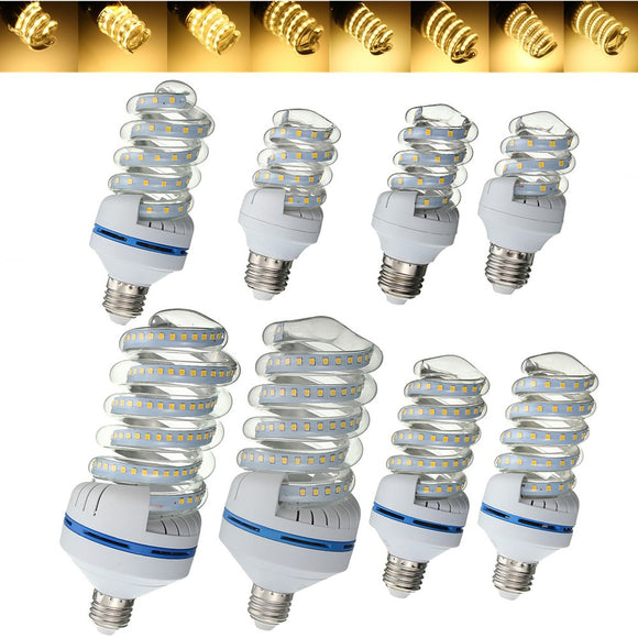 Spiral Style E27 5W-30W LED Ultra Bright Energy Saving Warm White Light Bulb AC86-245V