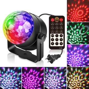 ARILUX 5W RGBWP LED Sound Activated Remote Control Crystal Ball Stage Light for Christmas Party