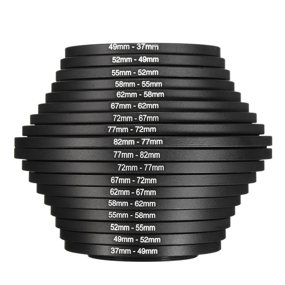 18pcs Step Up Down Lens Filter Ring Adapter Set 37 - 82mm For Canon Nikon