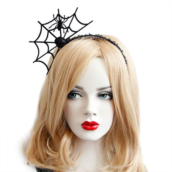 Halloween Party Spider Web Headbrands Toys Gothic Punk Girl Tiara Fashion Lace Hair Ornaments