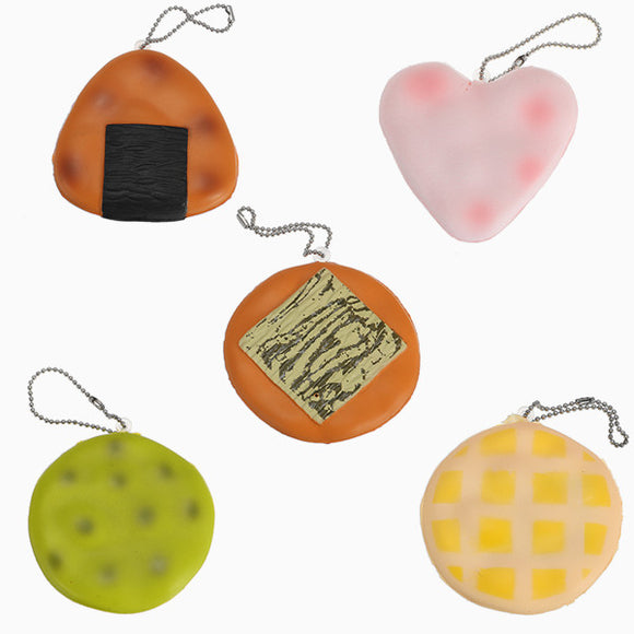 5PCS 6cm Squishy Sound Crack Biscuit Cookie Pendant Japanese Style Cracker Kids Gift With Packaging