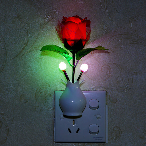 Rose LED Dimming Night Light 7 Colors Changing Artificial Flower Light Control Home Wall Decor