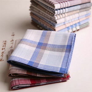 12PCS 40x40cm Classic Mixed Color Cotton Plaid Stripes Pattern Handkerchiefs Pocket Square Hanky