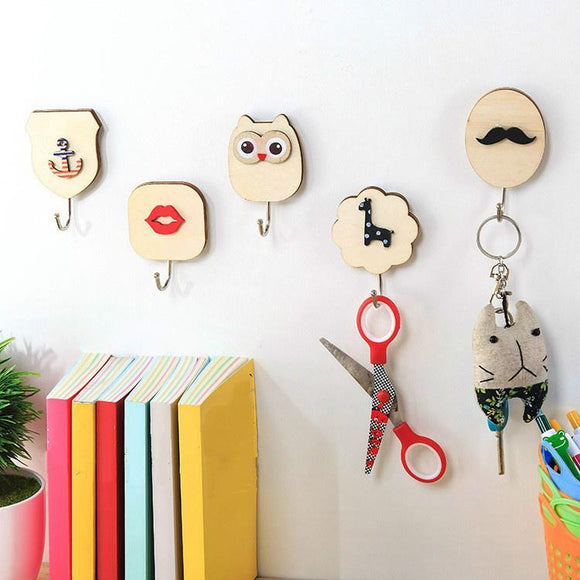 Cartoon Wooden Home Wall Hooks