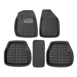 5Pcs Leather Indentation Full-Encased Car Floor Mat Front Rear Liner Waterproof Universal