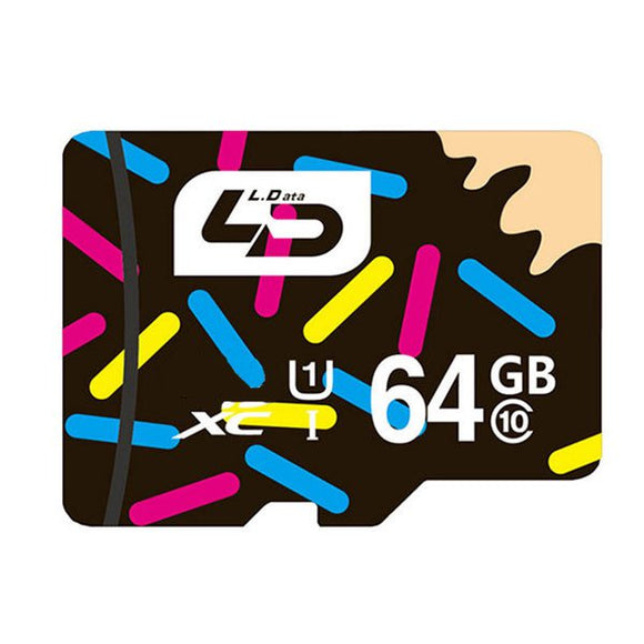 LD 64GB Class 10 High Speed Storage Flash Memory Card TF Card for Xiaomi iPhone Mobile Phone