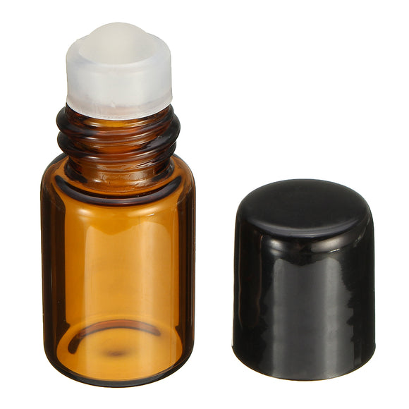 2mL Empty Amber Glass Roll on Bottle Container Refillable Roller Ball Essential Oil Liquid Bottle