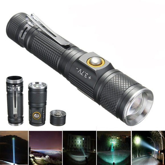 Elfeland XM-L T6 3Modes Zoomable Rechargeable LED Flashlight 18650