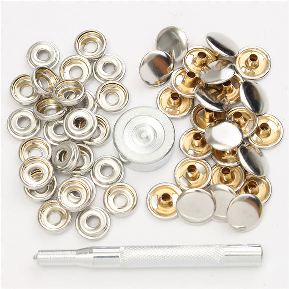 22pcs 15mm Metal Canvas Buckle Quick Snap Fastener Buttons Kits