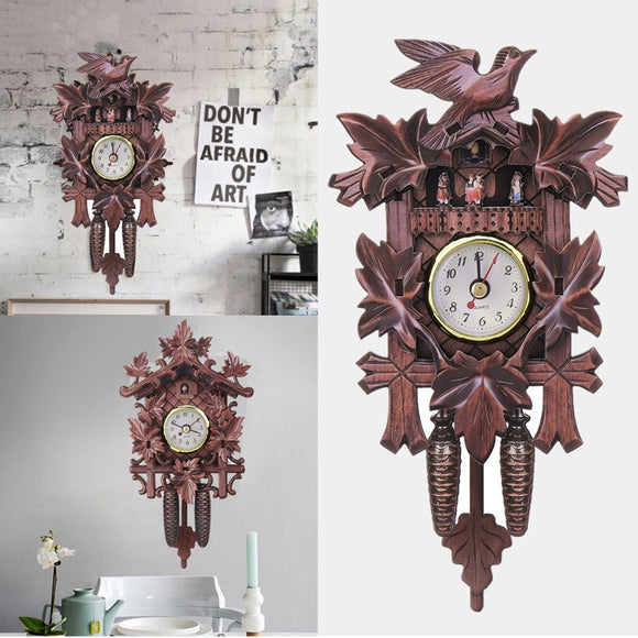 Bird Decorations Home Cafe Art Chic Swing Vintage Black Forest Cuckoo Wall Clock