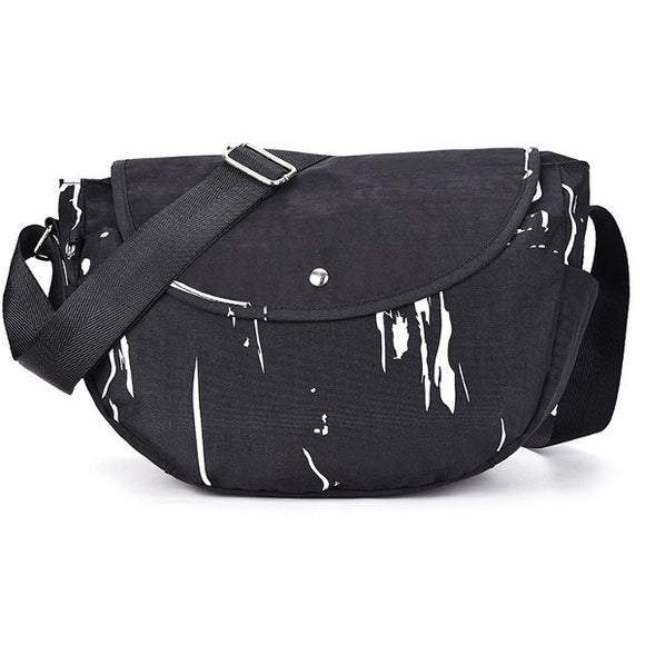 Women Washcloth Black Printing Shoulderbags Hobo Crossbody Bags