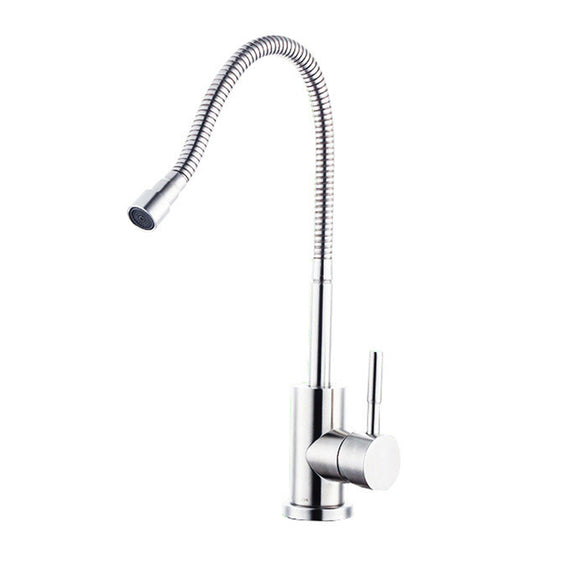 Stainless Steel Kitchen Sink Faucet Modern Chrome Basin Single Lever Tap