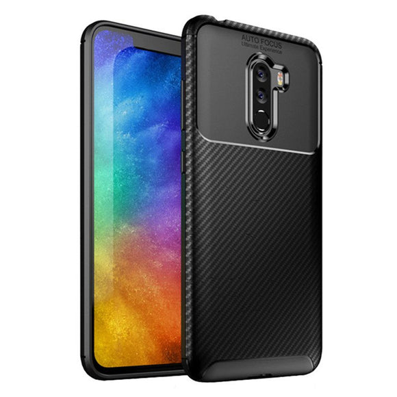 Bakeey Carbon Fiber Pattern Shockproof Silicone Back Cover Protective Case for Xiaomi Pocophone F1
