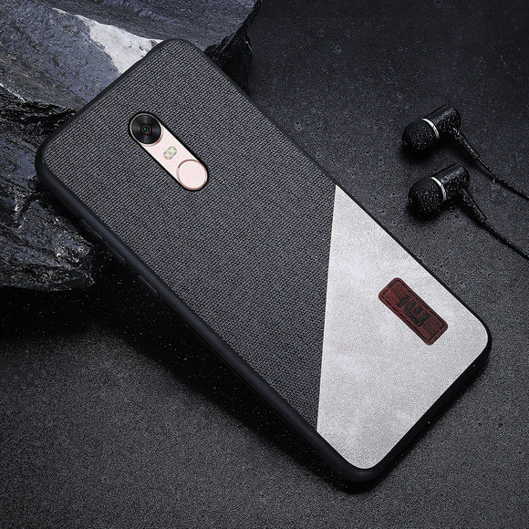 Bakeey Luxury Fabric Splice Soft Silicone Edge Shockproof Protective Case For Xiaomi Redmi 5 Plus