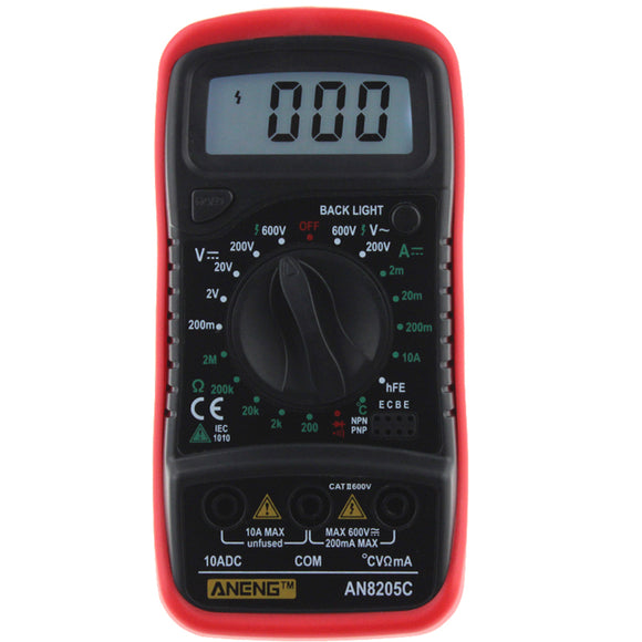 ANENG AN8205C Digital Multimeter AC/DC Voltage Meter DC Ammeter Resistance Temperature Tester