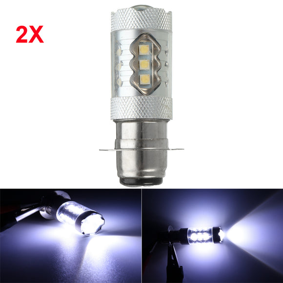 Pair 10-30V PX15D 16LED 80W 6500K Motorcycle Fog Driving DRL Headlight Light Bulb
