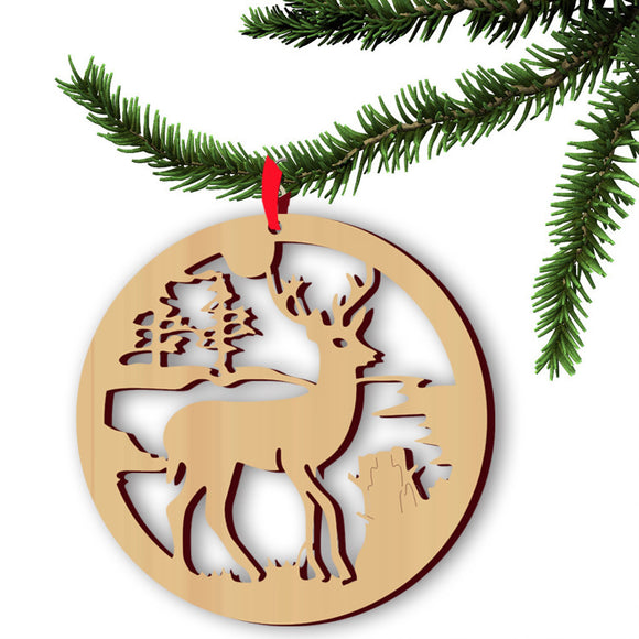 Wooden Christmas Deer Pendan Computer Laser Hollow Out Widget Ornaments Wooden Christmas Decorations