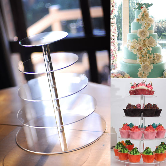 5 Tier Acrylic Cupcake Cake Stand Party Wedding Birthday Cake Tower Display Holder Decorations