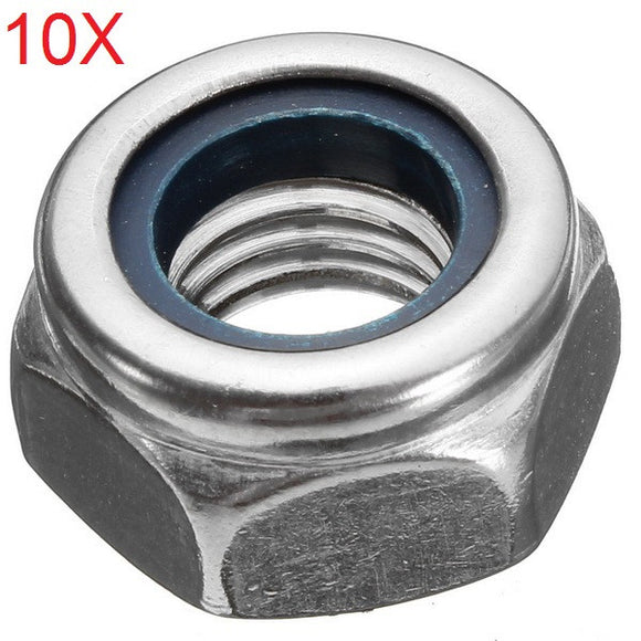 10pcs M10 Motorcycle Stainless Steel Screw Cap Hexagon Nuts