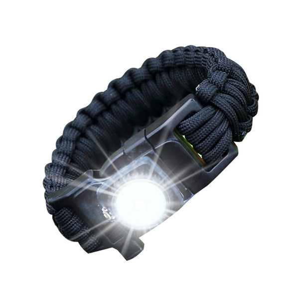 Outdoor EDC Survival Led Bracelet Paracord Knitted Wristband With Compass Camping Wildness Tool