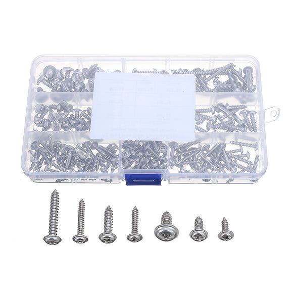 Suleve MXSP5 220pcs M3/M4/M5 Stainless Steel 304 Pan Head Phillip Trapper Self Trapping Screw