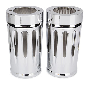 Pair Aluminum CNC Fork Slider Cover Chrome Edge Cut For Harley Touring 84-13