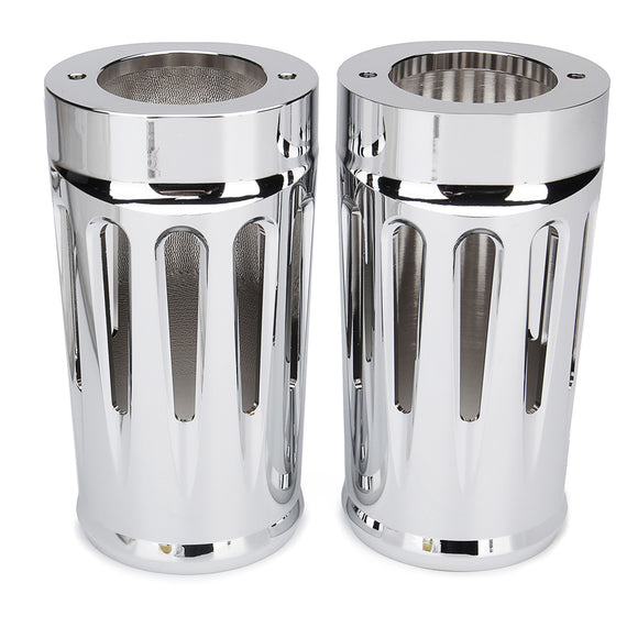 Pair Aluminum CNC Fork Slider Cover Chrome Edge Cut For Harley Touring 84-13