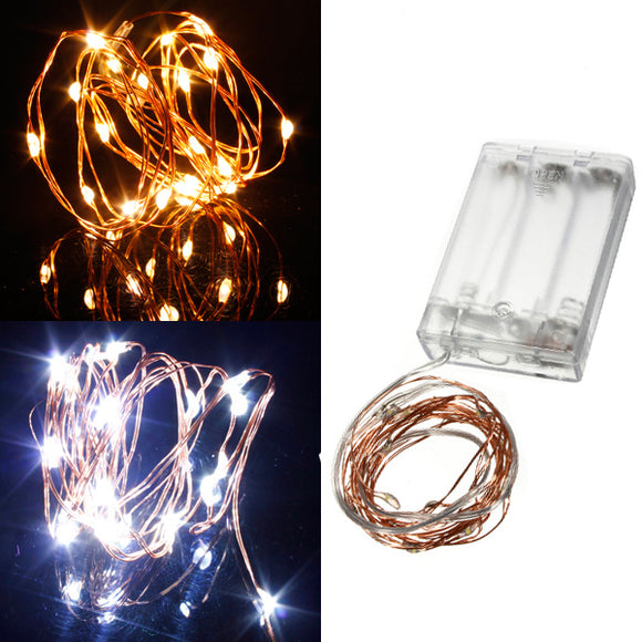 Warm White/Pure White 2M 20LED Copper Wire LED String Lights Lamp 5V