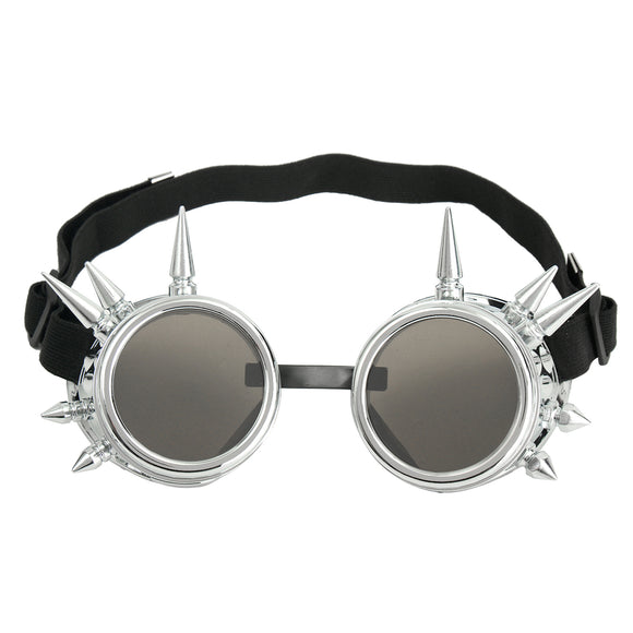 Fashion Silver Steampunk Goggles Spikey Burning Man Costume Cosplay Gothic Punk