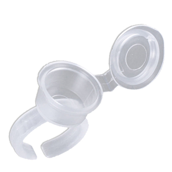 Plastic Transparent Tattoo Ring Cup With Cover Easy To Clean Install Embroidery Ink Material