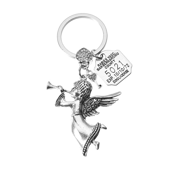 Retro Angel Drilling Key Ring Cute DIY Handmade Metal Key Chain