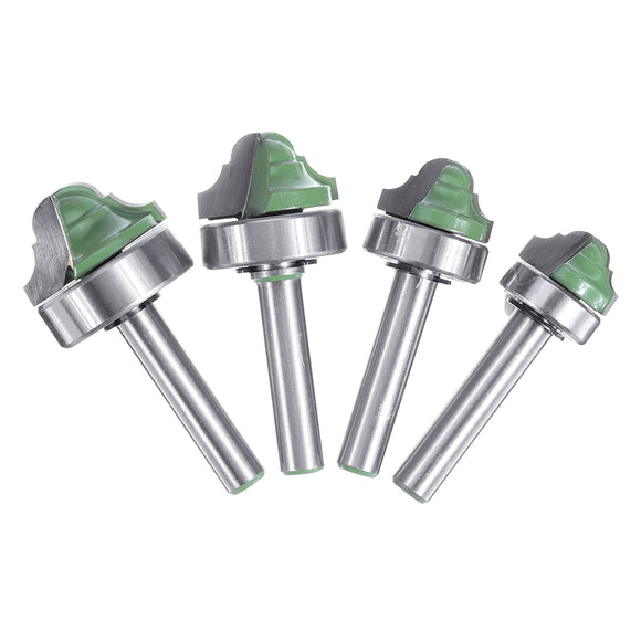 Drillpro 4Pcs 8mm Shank Bearing Shank Double Roman Ogee Edging Router Bit Milling Cutter for Wood Line Knife