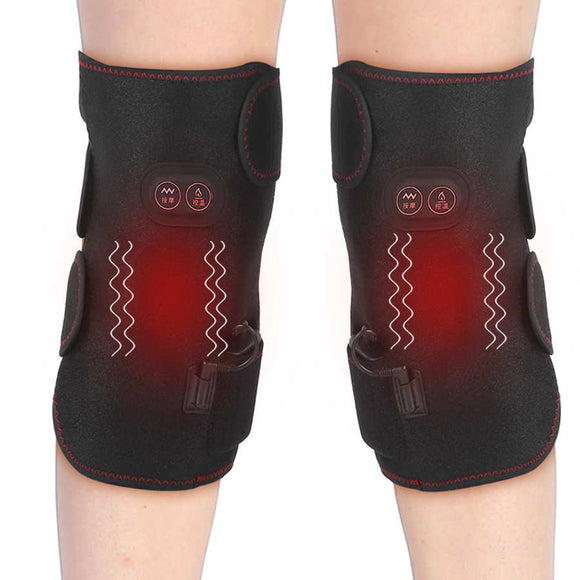 45-65 Electric Heated Knee Pads Men Women Vibration Massage Far Infrared Middle-Aged Elderly Warm Wrap Pain Relief Heating Massage Knee Pads Adjustable Temperature