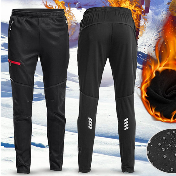 Men Women Thermal Fleece Winter Racing Pants Sportswear Reflective Trousers Waterproof