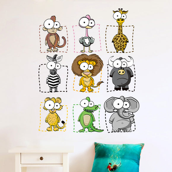 9PCS DIY Animal Waterproof Wall Stickers  For Room Decorating