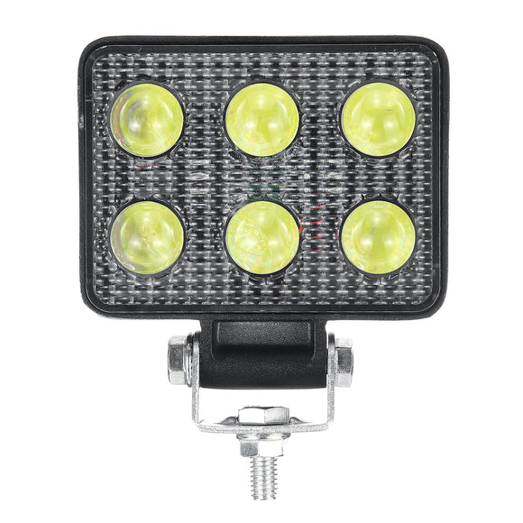 2Pcs 3inch 6LED 18W 6000K Work Light License Plate Lamp Truck Off Road Tractor Spot Light Squar