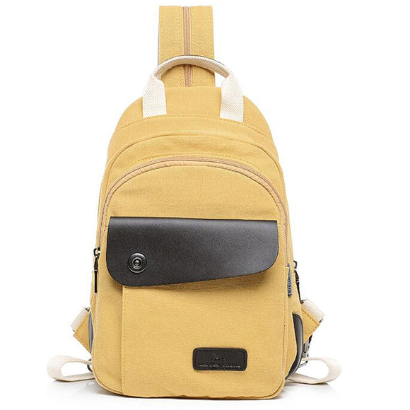 Multifunctional Women Canvas Backpack Pu Leather Chest Bag