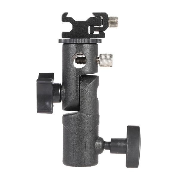 E Type Universal Metal Flash Hot Shoe Speedlite Umbrella Holder Light Stand Bracket with Screw Mount