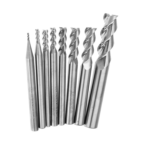 Drillpro 1-8mm HRC58 3 Flutes End Mill Cutter Tungsten Carbide CNC Milling Tool for Aluminum