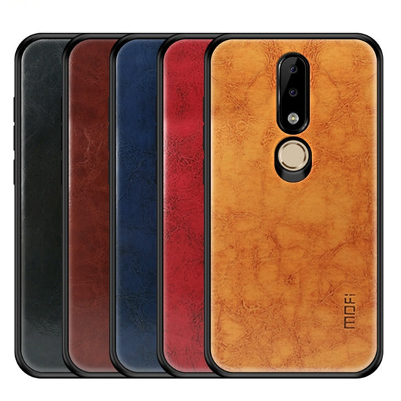 Mofi Shockproof PU Leather Pattern Soft TPU Back Cover Protective Case for Nokia X6 / 6.1 Plus