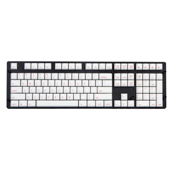 Magicforce 108 Key White Color Red Fonts Dye-sub PBT Keycaps Keycap Set for Mechanical Keyboard