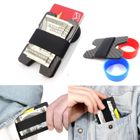 Men's Wallets Carbon Fiber RFID Blocking Wallet Minimalist Credit Card Holder