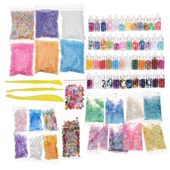 72 Pack DIY Slime Beads Charms Include Slime Tools Foam Balls Loose Beads Fishbowl Pearls
