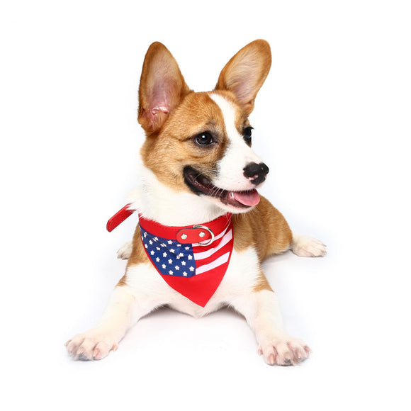 Yani HG-PLJ1 Pet Dog American Flag Collar Pet PU Canvas Decorative Cool Collar