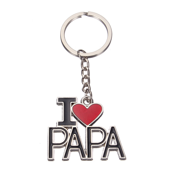 I Love Papa Letters Words Heart Father's Gift Key Chain Present