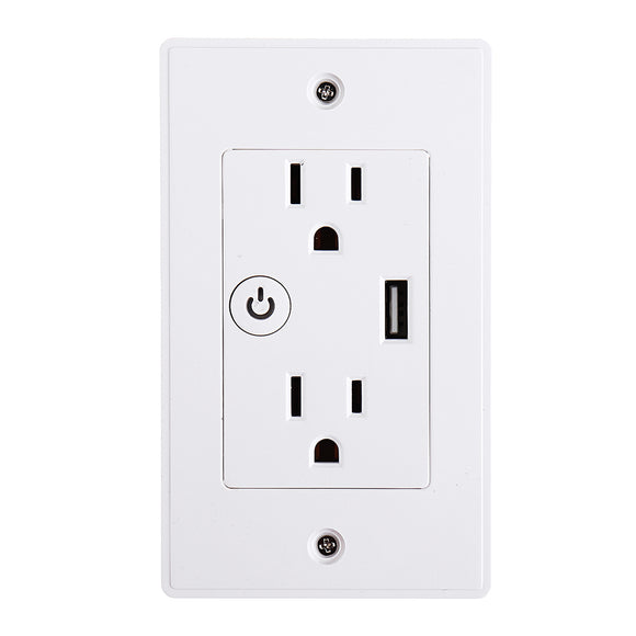 AC110-240V 10A US Standard WIFI Smart Wall Socket Echo Stemmestyring Timerbryter USB Smart Wall Socket