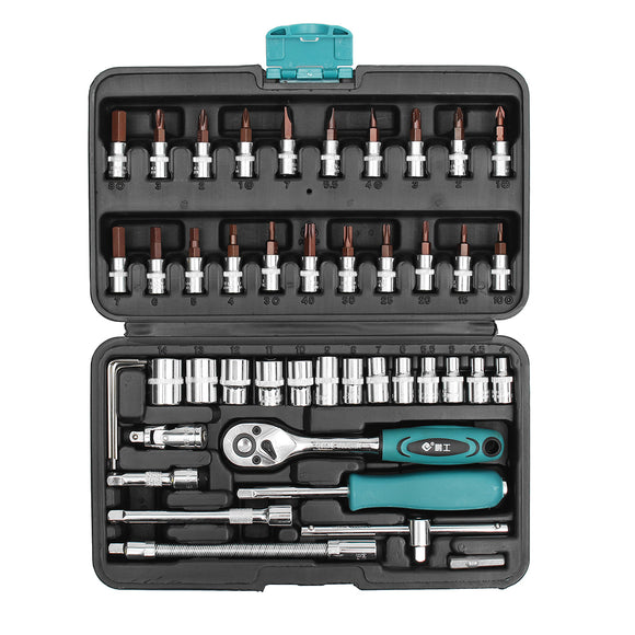 46 PCS Sleeve Set Tool Sleeve Ratchet Screwdriver Combination Socket Wrench Set Auto Repair Tools