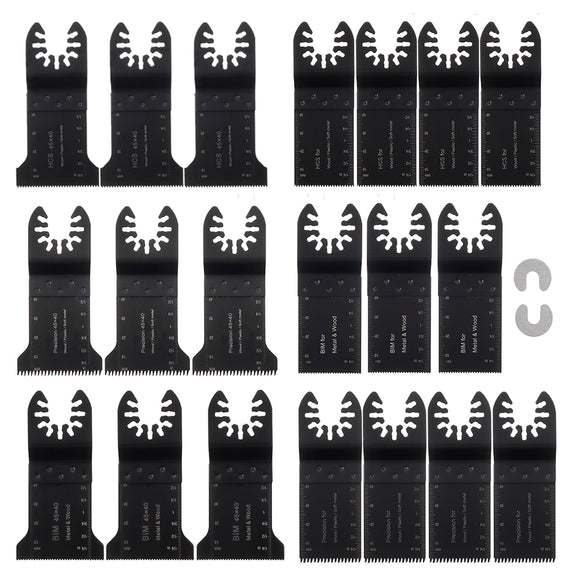 Drillpro 22PCS Multi Tool Oscillating Saw Blade Quick Release Saw Blades Kit for Metal Wood Plastic Cutting Oscillating Tools for Fein Multi Dremel