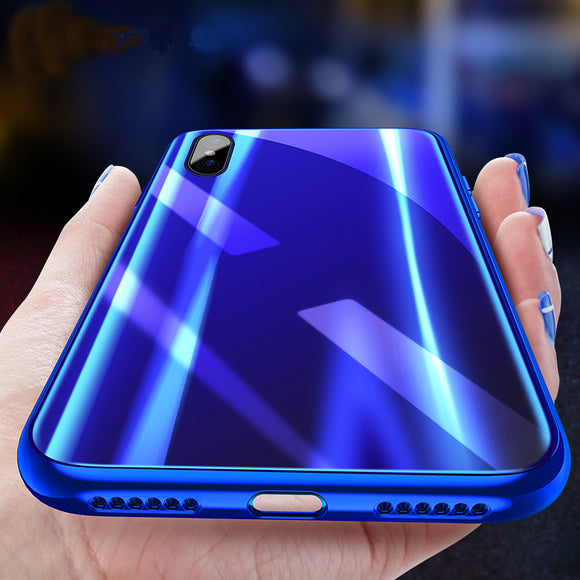 Cafele Laser Bling Gradient Color Scratch Resistant Tempered Glass Protective Case For iPhone X